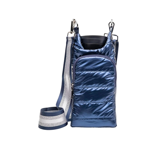 Crossbody Essentials Bag with Adjustable Strap - Metallic Blue